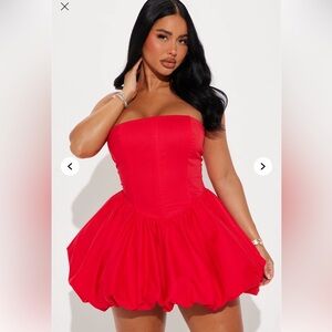 Elegant Red Bubble Mini Dress